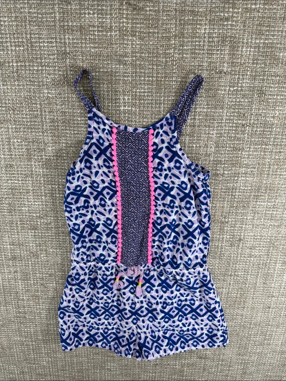 Cherokee Blue and Pink Patterned Girls' Romper